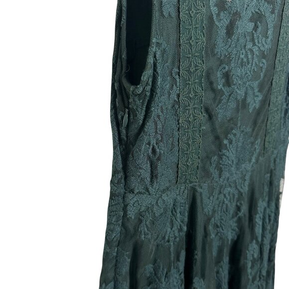 Free People Sz 4 Green Dress Lace Embroidered Whimsical Romantic Goth Witchy Y2K - Picture 6 of 11
